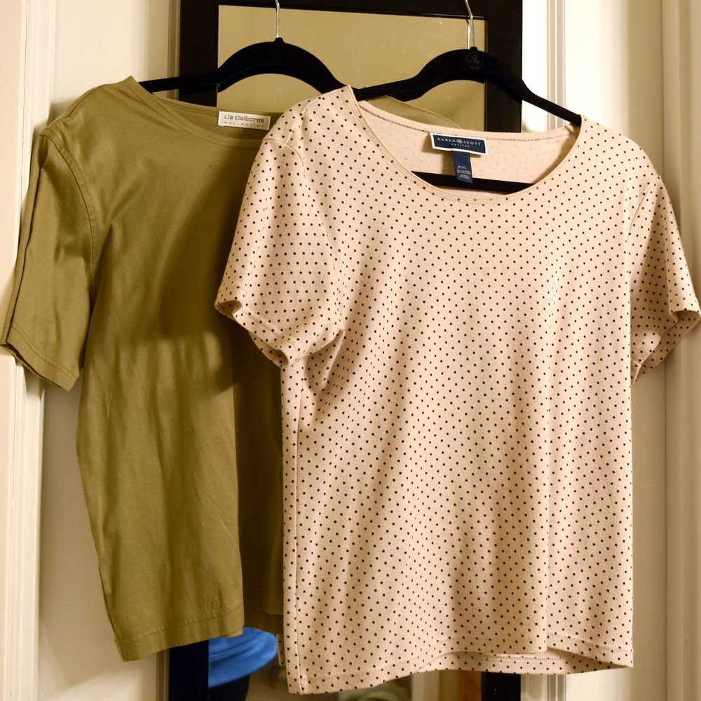 Liz Claiborne olive green and Karen Scott ss T's.